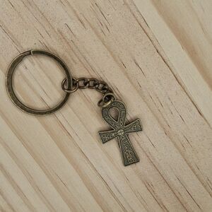 Antique Brass Ankh Keychain